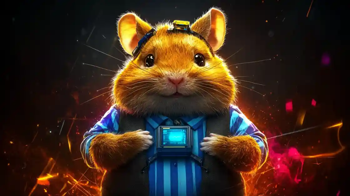 A cute and tech-savvy hamster character wearing a vest and a headset, representing the playful and innovative spirit of bgd33.